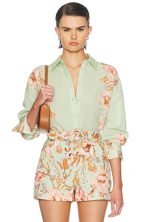 HEMANT AND NANDITA Ezra Oversized Shirt in Mint