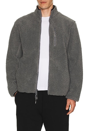 Beyond Yoga Boucle Fleece Men's Zip Jacket in Grey