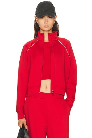 Beyond Yoga in The Flow Bomber Jacket in Red