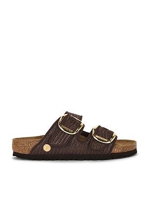BIRKENSTOCK Arizona Big Buckle Raffia Sandal in Brown