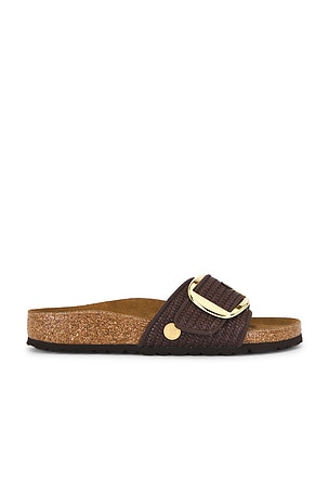 BIRKENSTOCK Madrid Big Buckle Raffia Sandal in Brown