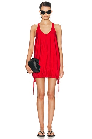 Brandon Maxwell Quinnley Scoop Neck Mini Dress in Red