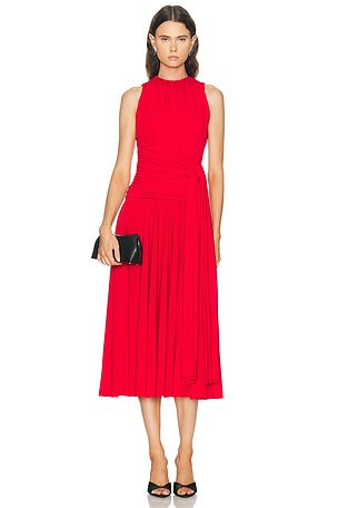 Brandon Maxwell Isadora Draped Jersey Dress in Red