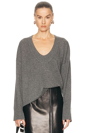Brandon Maxwell Rivers Cashmere Sweater in Grey