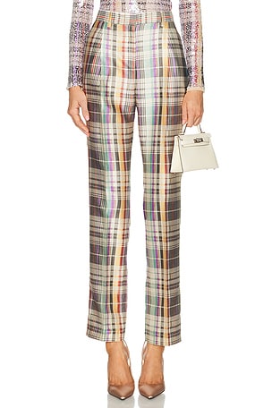 Brandon Maxwell Anja Classic Trouser in Purple,Neutral