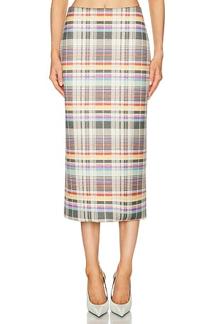 Brandon Maxwell Mercer Bonded Pencil Skirt in Multi