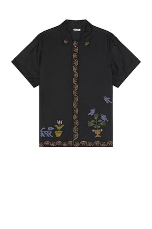 BODE Jockey Dot Short Sleeve Shirt in Blue Multi | FWRD BODE Jockey Dot Short Sleeve Shirt in Blue Multi | FWRD
