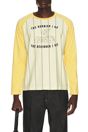 BODE Summertime Stripe Baseball Tee in Mustard