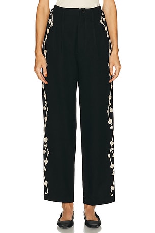 BODE Snowdrop Applique Murray Trouser in Black