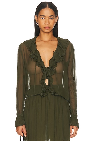 BODE Flounce Blouse in Olive