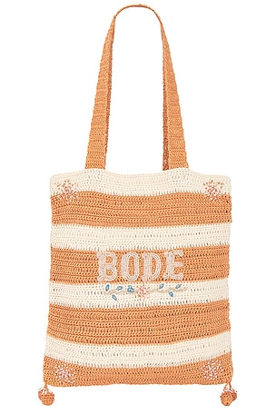 BODE Sherbet Crochet Tote Bag in Orange