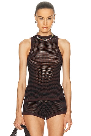 Bond Eye Asher Split Tank Top in Brown,Black