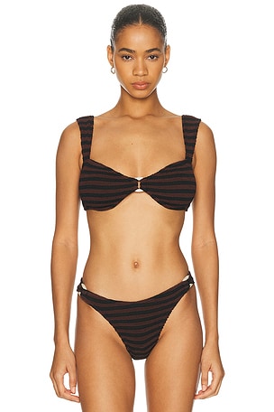 Bond Eye Ring Delphi Crop Bikini Top in Brown