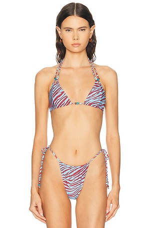Bond Eye Tonya Triangle Bikini Top in Blue
