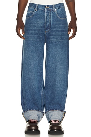 Bottega Veneta Turned Up Trousers Medium Indigo Washed in Blue