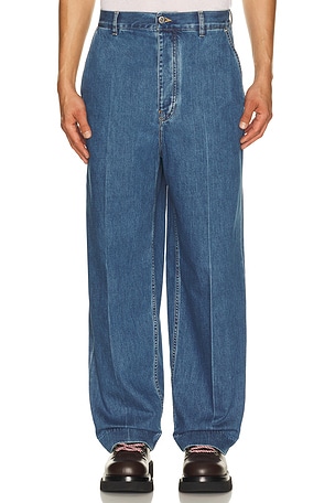 Bottega Veneta Atlantic Blue Denim Wide Leg Trousers in Blue