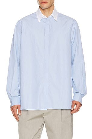 Bottega Veneta Classic Fine Stripe Poplin Shirt in Blue