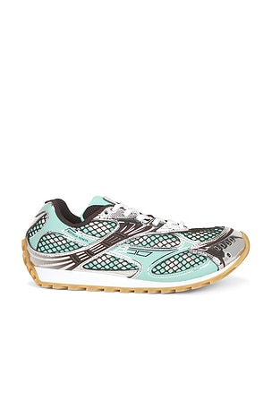 Bottega Veneta Orbit Lace-Up Sneaker Technical Fishnet in Green