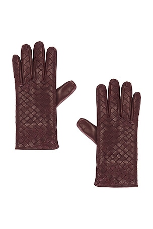 Bottega Veneta Leather Gloves in Red
