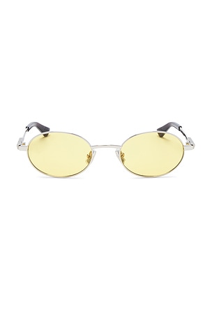 Bottega Veneta Stretch Metal Oval Sunglasses in Metallic Silver