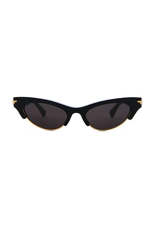 Bottega Veneta Bold Ribbon Cat Eye Sunglasses in Black,Metallic Gold
