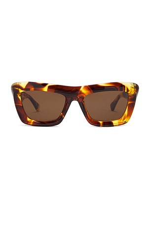 Bottega Veneta Scoop Rectangular Sunglasses in Brown