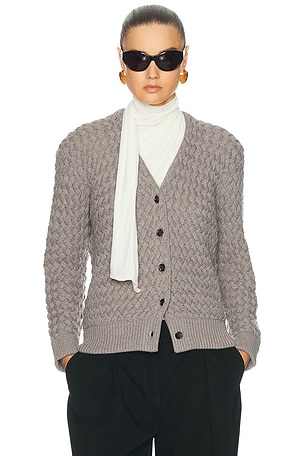 Bottega Veneta Intrecciato Cardigan in Grey