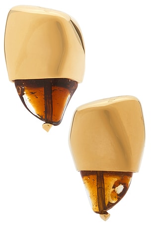 Bottega Veneta Sculptural Earrings in Metallic Gold,Brown