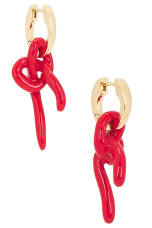 Bottega Veneta Knot Dangle Earrings in Metallic Gold,Red