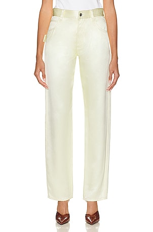 Bottega Veneta Twill Straight Leg Trouser in Cream
