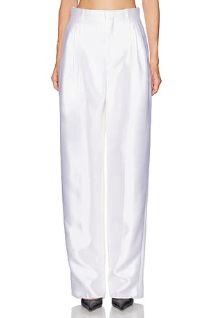 Bottega Veneta Satin Wide Leg Trouser in Ivory