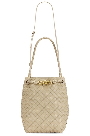 Bottega Veneta Small Andiamo Bucket Bag in Beige