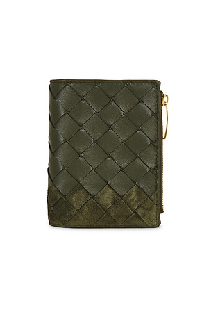 Bottega Veneta Intrecciato Small Bi-Fold Wallet in Army