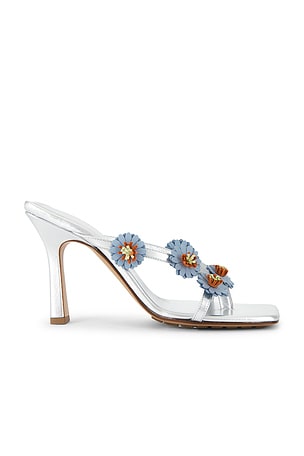 Bottega Veneta Riva Thong Sandal in Metallic Silver