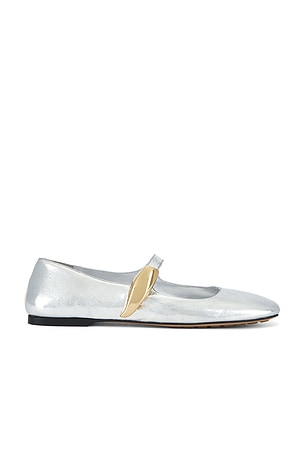 Bottega Veneta Lucy Ballerina Flat in Metallic Silver