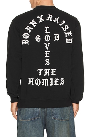Born x Raised Unconditional Love Crew neck Sweatshirt in Black