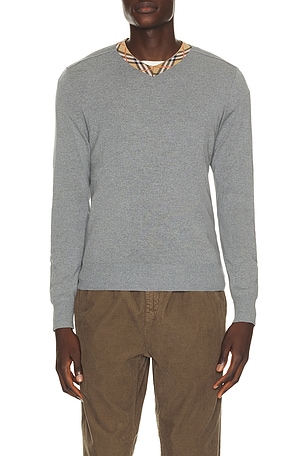 Burberry Maxim Merino V-Neck in Grey
