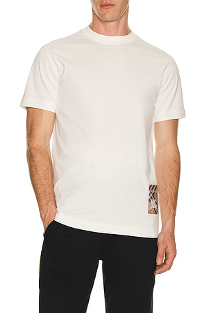 Burberry T-Shirt With Check Label in White