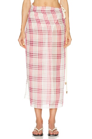 Burberry Plaid Pareo in White