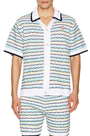 Casablanca Tuck Stitch Short Sleeve Shirt in Multi