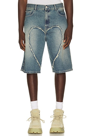 Carne Bollente Love Denim Shorts in Blue