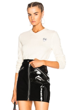 COMME des GARCONS PLAY White Heart Pullover in Cream