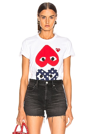 COMME des GARCONS PLAY Logo Emblem Tee in White