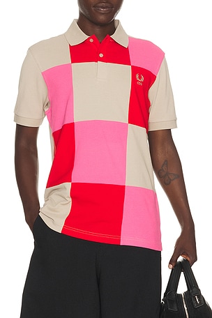 COMME des GARCONS SHIRT x Fred Perry Square Patchwork Polo in Cream
