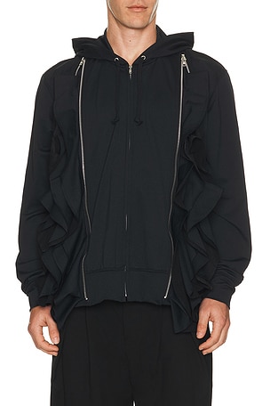 COMME des GARCONS Homme Plus Double Zipper Hoodie in Black