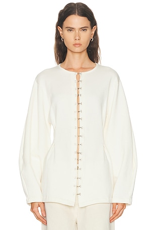 CHAN LUU Pinch Waist Cardigan in Ivory