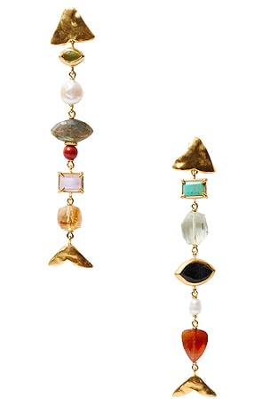 CHAN LUU Stone Earrings in Metallic Gold,Red