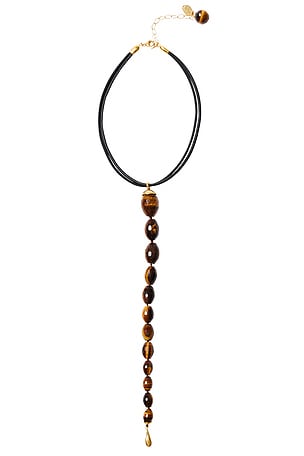 CHAN LUU Hanging Beaded Necklace in Brown