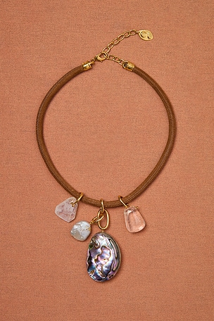 CHAN LUU for FWRD Pendant Necklace in Brown,Blue