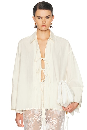 CHAN LUU Tie Top in Ivory